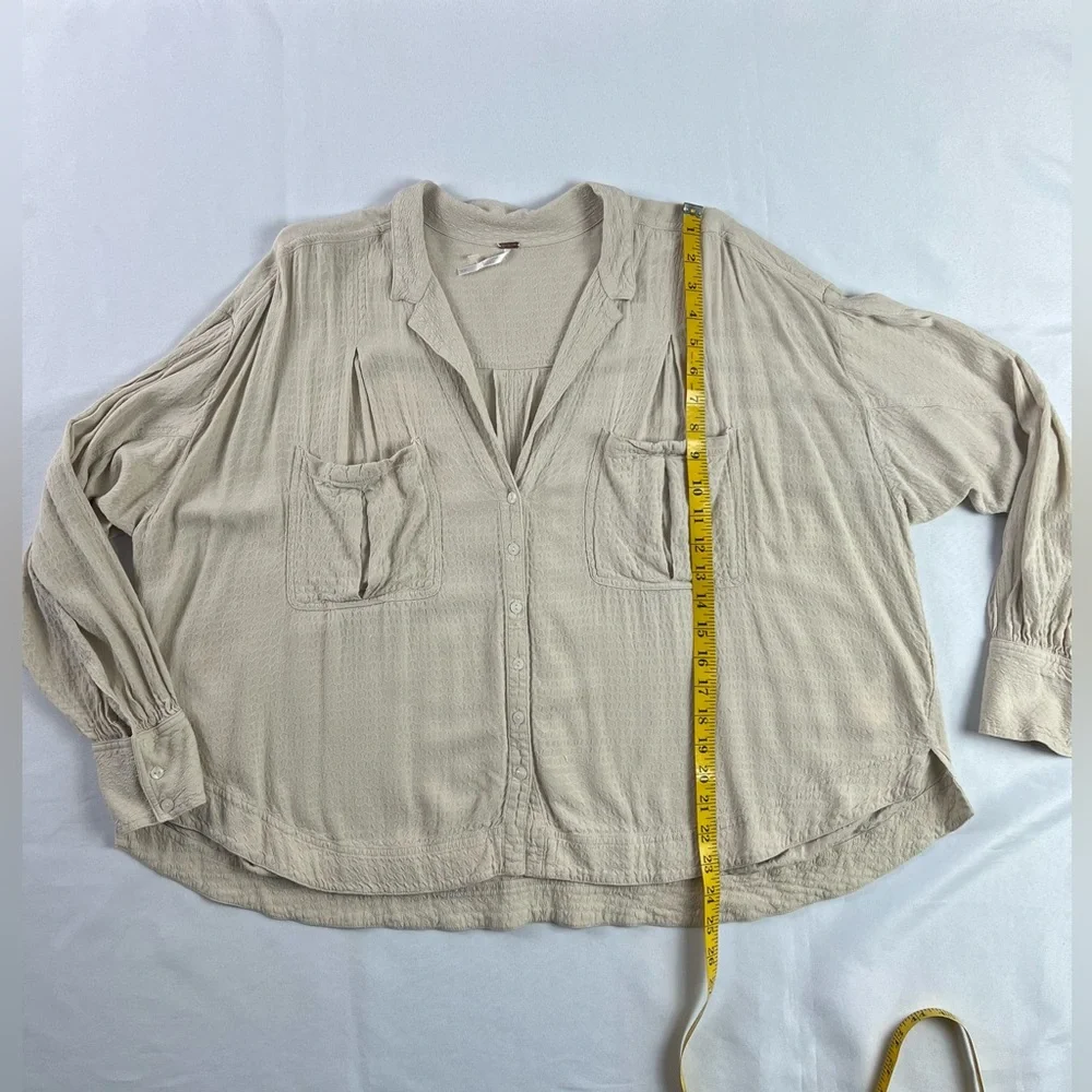 Free People Erin’s Jacquard Oversized Viscose Long Sleeve Button Down